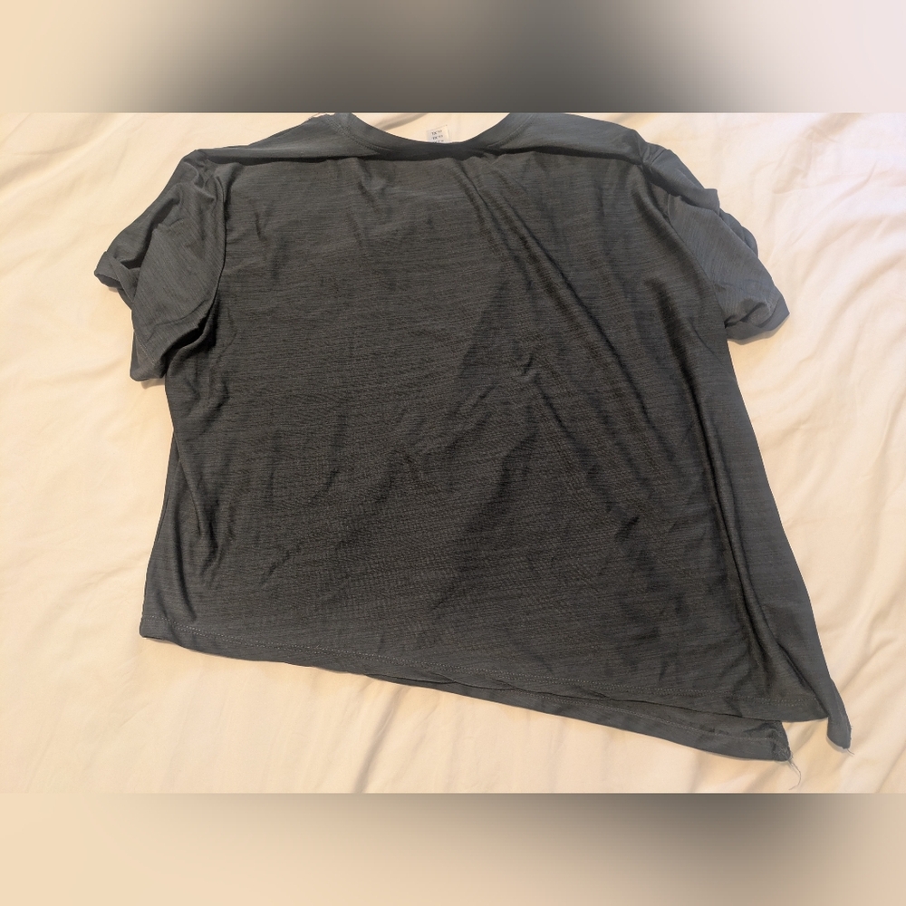 Charcoal Gray Aesymetrical Athletic Top - Picture 5 of 5